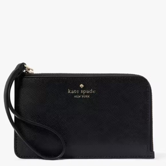 NWT Kate Spade Black Lucy Small L-zip Wristlet - Picture 1 of 8